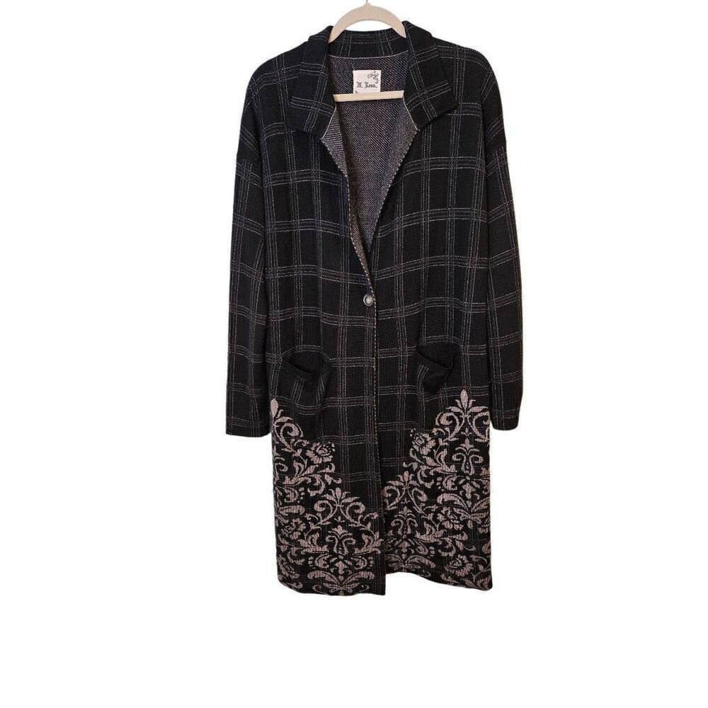 M. Rena black and gray coatagan. Size L.